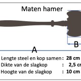 Maten antieke doorleefde donkerbruine  voorzittershamer