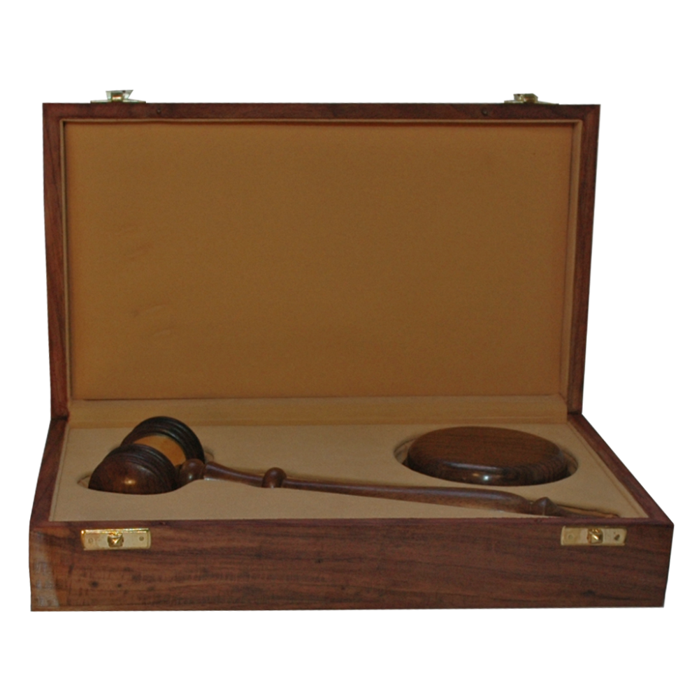 Luxe Houten Geschenkdoos met Voorzittershamer en Slagblok